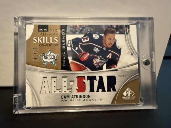 2019-20 SP GAME-USED ALL-STAR SKILLS RELIC BLENDS PATCH - CAM ATKINSON - COLUMBUS BLUE JACKETS - SN: 01/15
